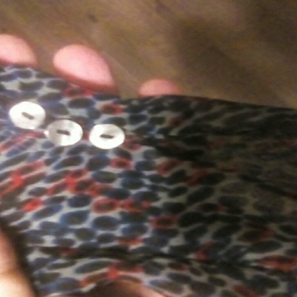 BEULAH Multicolored Long Sleeve Belted Decorative Button V Neck Dress Size S/M - Picture 7 of 7